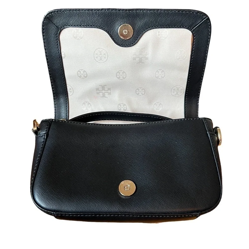 TORY Burch Women Clutch wallet/Crossbody Bag- Gold chain/black leather
